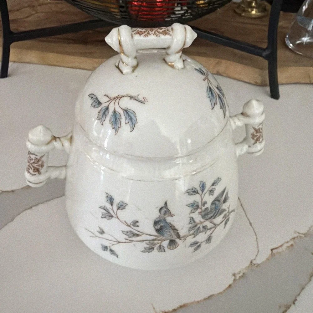 Charles Field Haviland Limoges Schleiger 1300 Blue Floral Tea or Biscuit Jar, 6